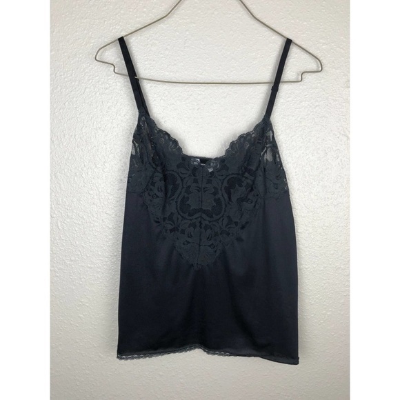 Vintage Tops - SABRINA Vintage Black Lace Tank Top